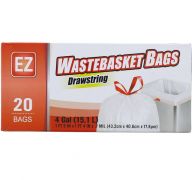 WASTE BASKET DRAWSTRING  4 GAL 20 BAGS  