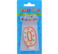 NUMERAL 0 BIRTHDAY CANDLE WITH DECORATION  