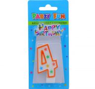 NUMERAL 4 BIRTHDAY CANDLE WITH DECORATION