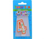 NUMERAL 4 BIRTHDAY CANDLE WITH DECORATION