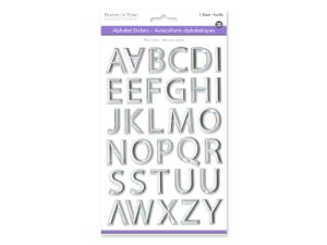 1.99 WHITE WITH SILVER FOIL PAPER CRAFT STICKER 3D ALPHA  