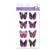 1.99 SHADES OF VIOLET HANDMADE STICKERS FOIL BUTTERFLIES 8PC  