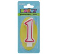 Red and White Molded Birthday Candle # 1  