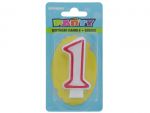 Red and White Molded Birthday Candle # 1  