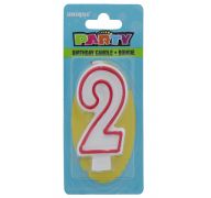 Red and White Molded Birthday Candle # 2  