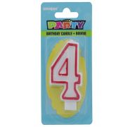 Red and White Molded Birthday Candle # 4  