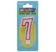 Red and White Molded Birthday Candle # 7  