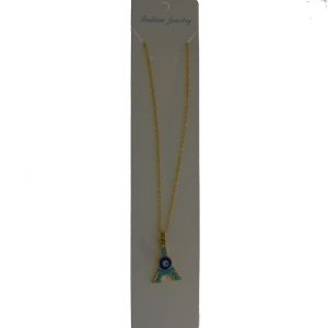 GOLD BLUE EYE TRUQUOISE TOWER NECKLACE  