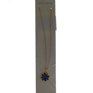 EVIL BLUE EYE GOLD FLOWER NECKLACE  