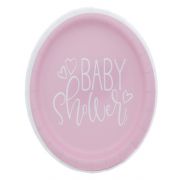 PINK BABY SHOWER PLATE 7 IN 8 CT  