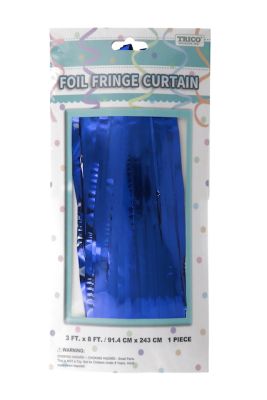 BLUE FOIL FIRNGE CURTAIN  