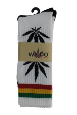 1.99 WHITE AND BLACK RASTA WEED SOCKS  