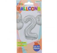 #2 SILVER 16 INCH AIR FILLED BALLOON  