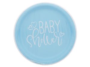 BLUE BABY SHOWER PLATE 9 IN 8 CT  