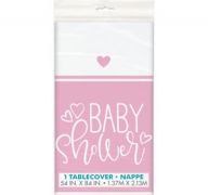 PINK BABY SHOWER PLATIC TABLE COVER  