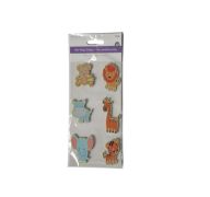 1.99 MINI WOOD STICKER 6PC ANIMALS