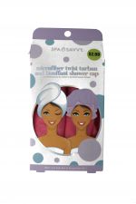 2.99 MICROFIBER TWIST TURBAN AND BOUFFANT SHOWER CAP