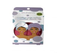2.99 MICROFIBER TWIST TURBAN AND BOUFFANT SHOWER CAP