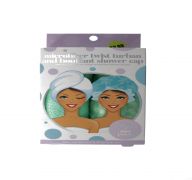 2.99 MICROFIBER TWIST TURBAN AND BOUFFANT SHOWER CAP