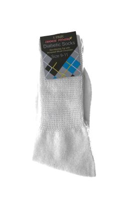 9-11 DIABETIC CREW WHITE SOCKS  